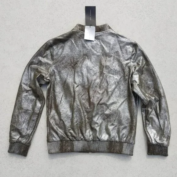 NWT Zara Olive Green Silver Shiny Glitter Bomber Jacket. M - Picture 3 of 8